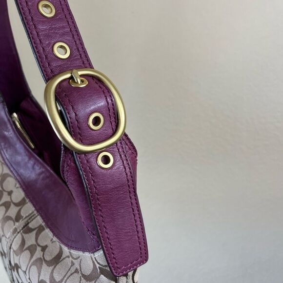 Coach Bleeker Sophie signature canvas leather shoulder bag purple trim Large - Picture 5 of 12